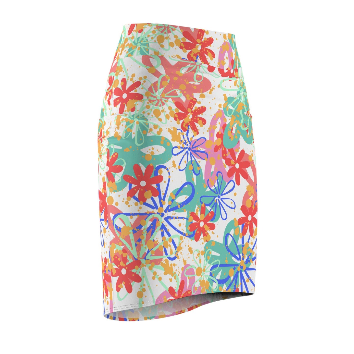 Floral Pencil Skirt, Women's Clothing, Spring/Summer Fashion, Fun Daywear, Multicolor Skirt, Floral Print Skirt