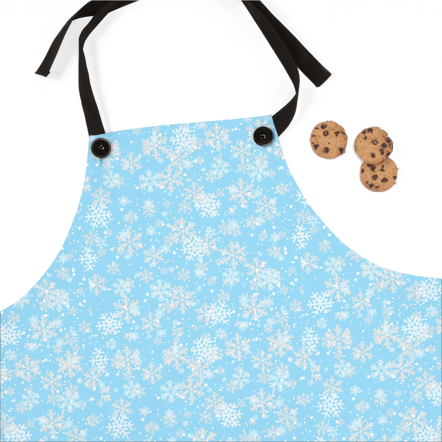 Snowflake Apron, Winter Fun Cooking Apron, Family Kitchen Wear, Holiday Baking Gift, Blue Snowflake Pattern, Kitchen Decor