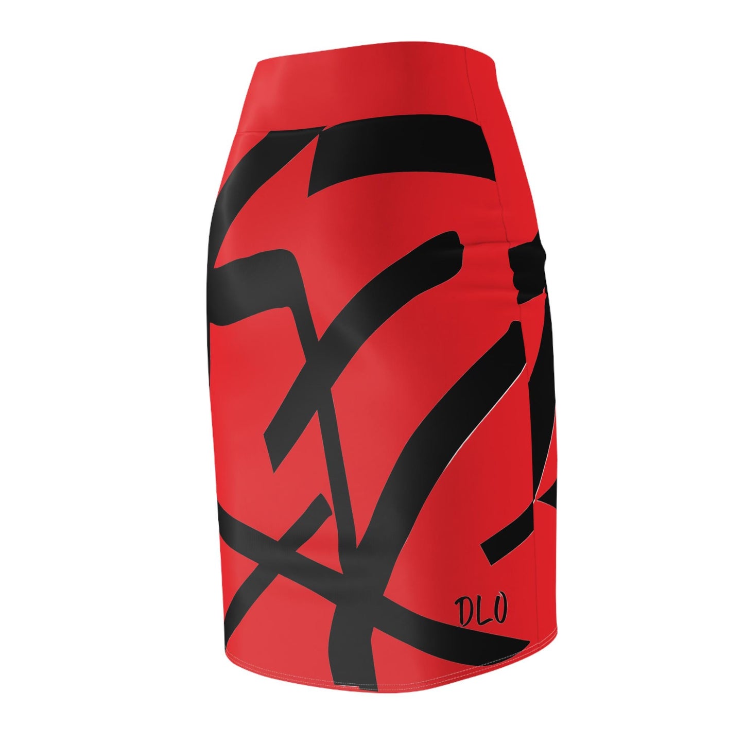 Statement Pencil Skirt, Red with Bold Black Lines, Party Clubwear, Attention-Grabbing, Women's Skirt, Fashion Clothing