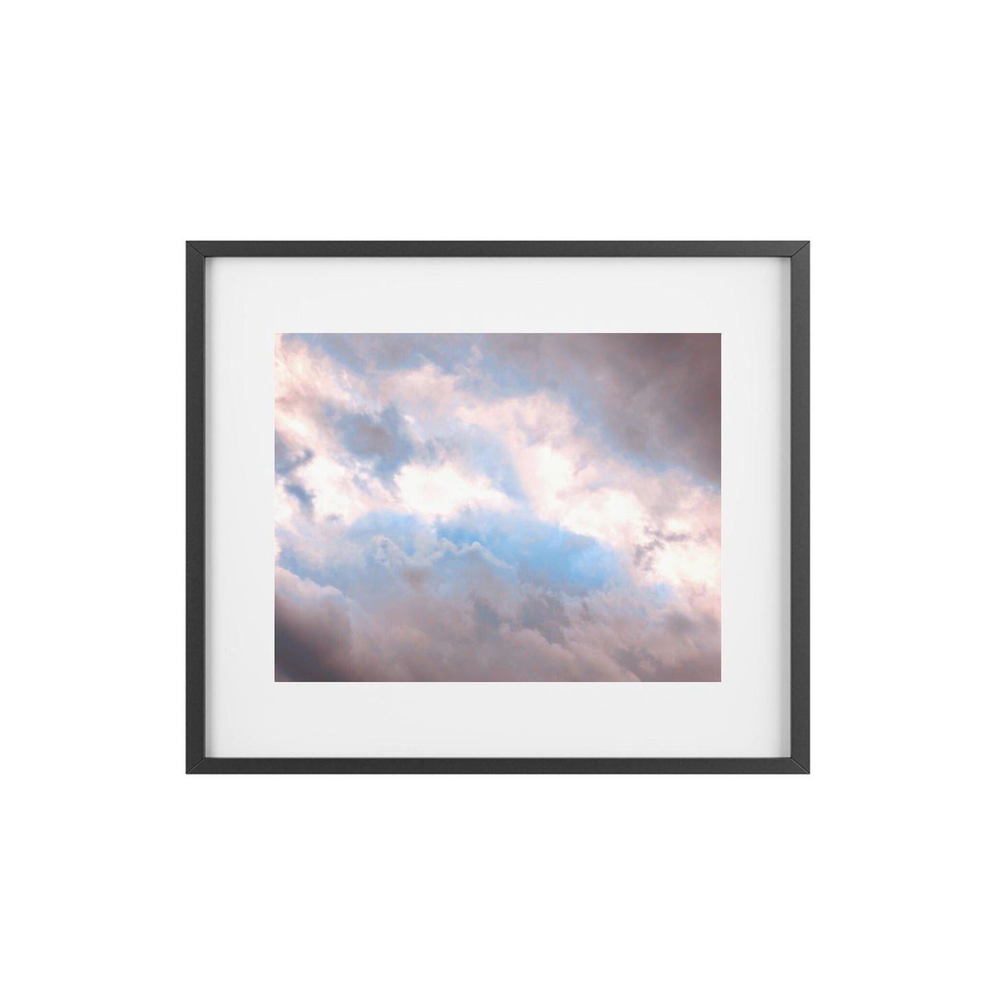 Sky Drama Framed Poster, Matte Print, Moody Artwork for Home Decor, Pink Blue Gray Storm Clouds, Nature Photography, Weather Wall Art, Dark