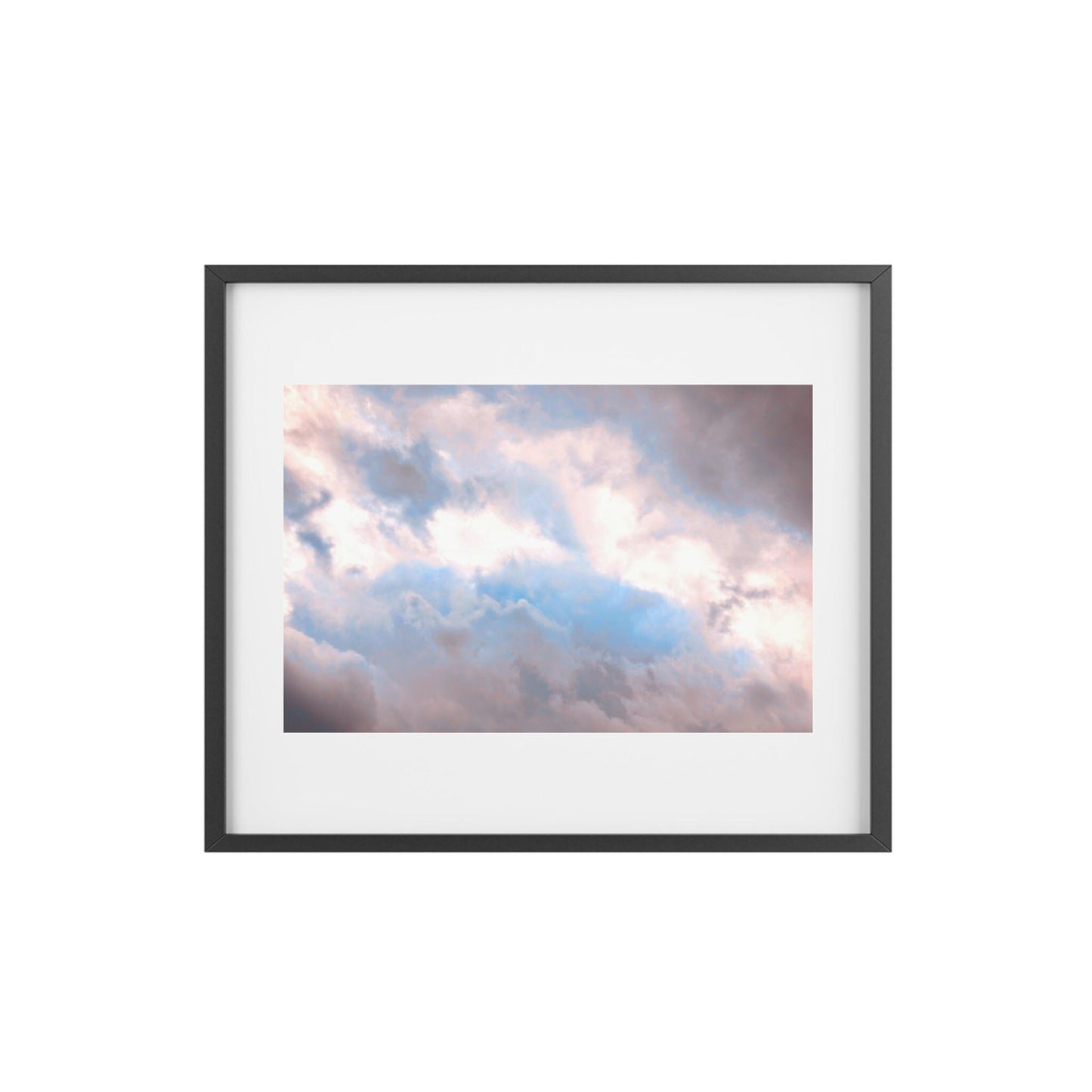 Sky Drama Framed Poster, Matte Print, Moody Artwork for Home Decor, Pink Blue Gray Storm Clouds, Nature Photography, Weather Wall Art, Dark