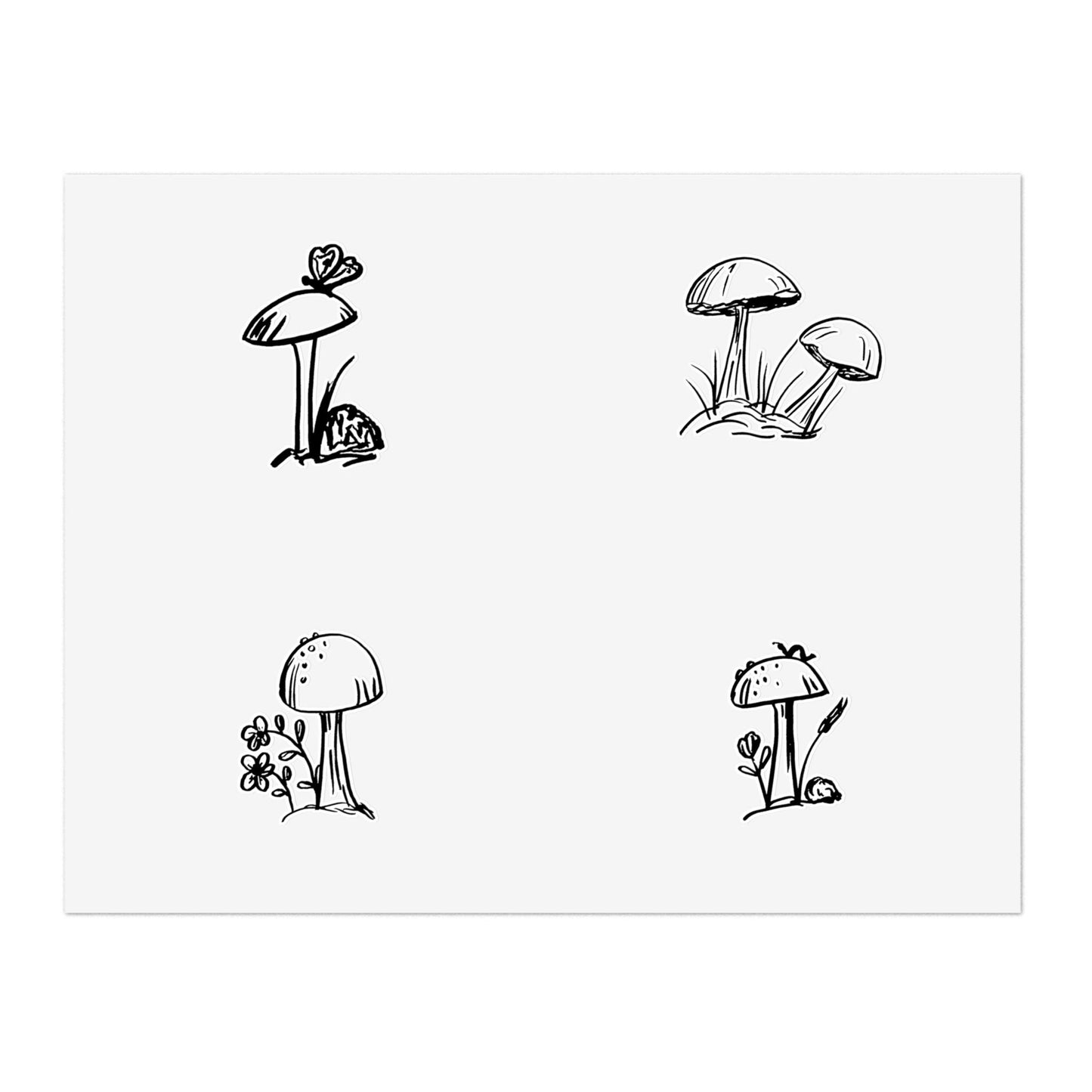 Mushroom Stickers, Cute Fungi Sticker Sheets, Nature Lover Black Ink Drawings, Fun Sticker Pack, Simple Line Art, Planner Decor,