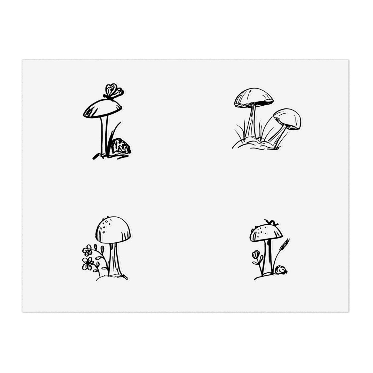 Mushroom Stickers, Cute Fungi Sticker Sheets, Nature Lover Black Ink Drawings, Fun Sticker Pack, Simple Line Art, Planner Decor,