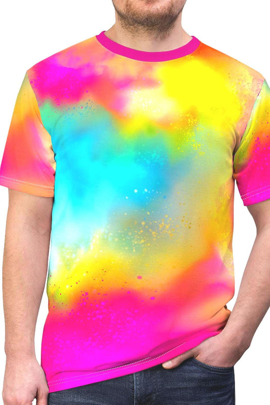 Colorful Watercolor Fluid Art Unisex Tee, Bright Orange Red Yellow Stand Out Shirt, Unisex Cut & Sew T-Shirt, Vibrant Artistic Graphic Tee,