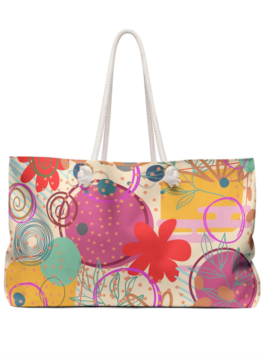 Fun Collection Weekender Bag, Colorful Pink Green Red Original Artwork, Fashion Forward Accessory