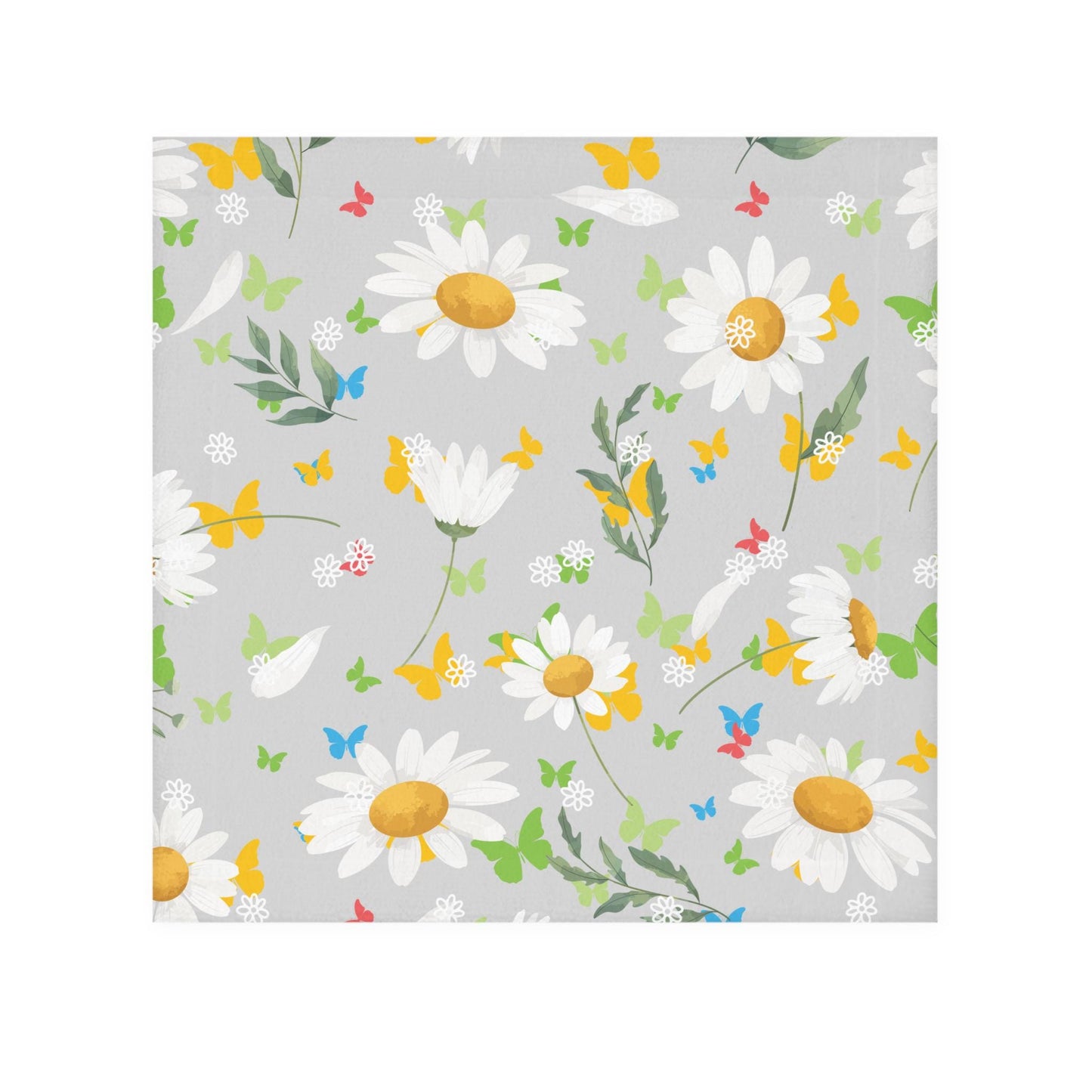 Face Towel with Daisies and Soft Gray Backing, Pretty Bathroom Addition, Spring Summer Flowers, Gentle Appearance, Pleasant Colors, Happy