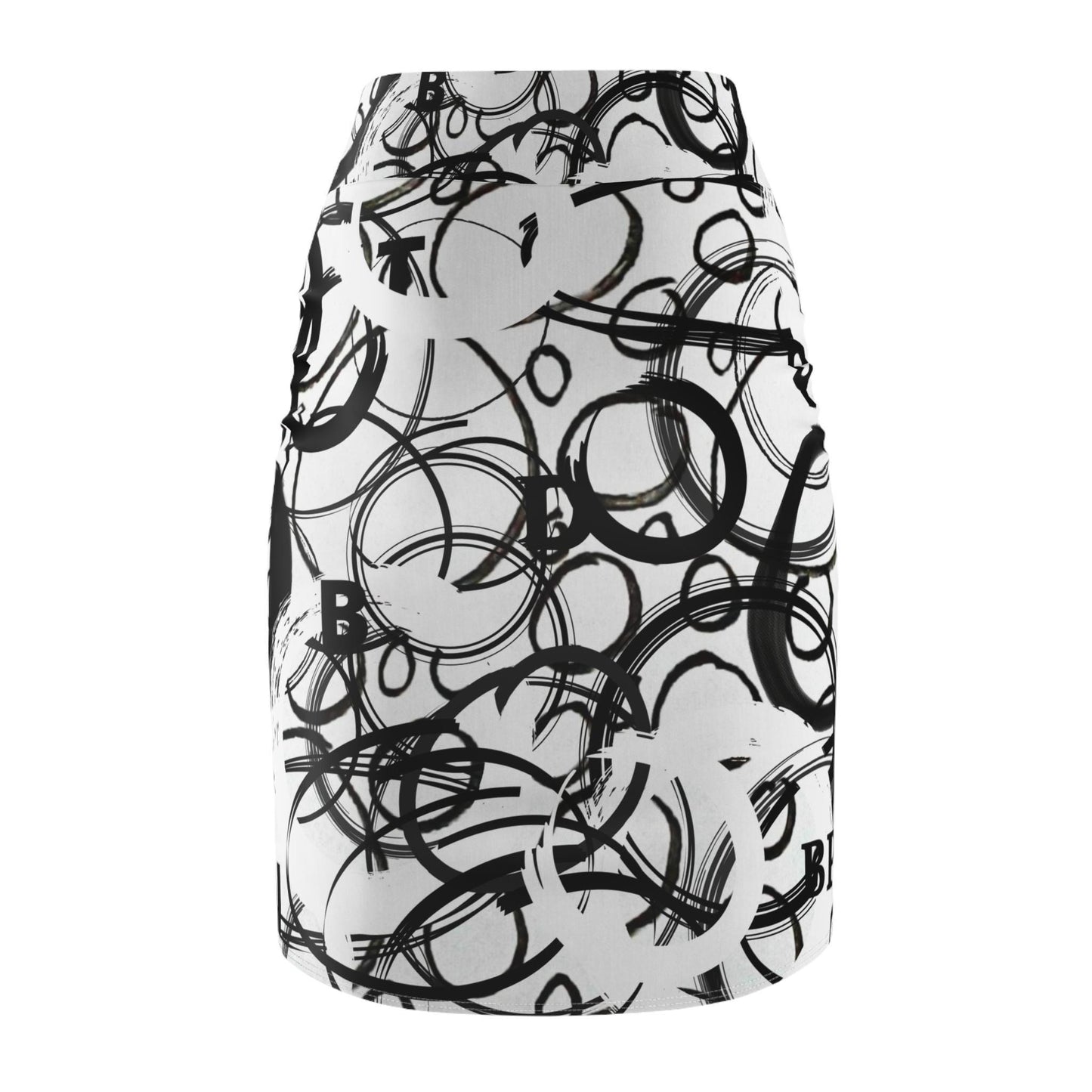 Pencil Skirt, Abstract Circles, Party Evening Day Modern Stylish, Women's Skirt, Statement Piece, Black White Skirt, Original Art Skirt