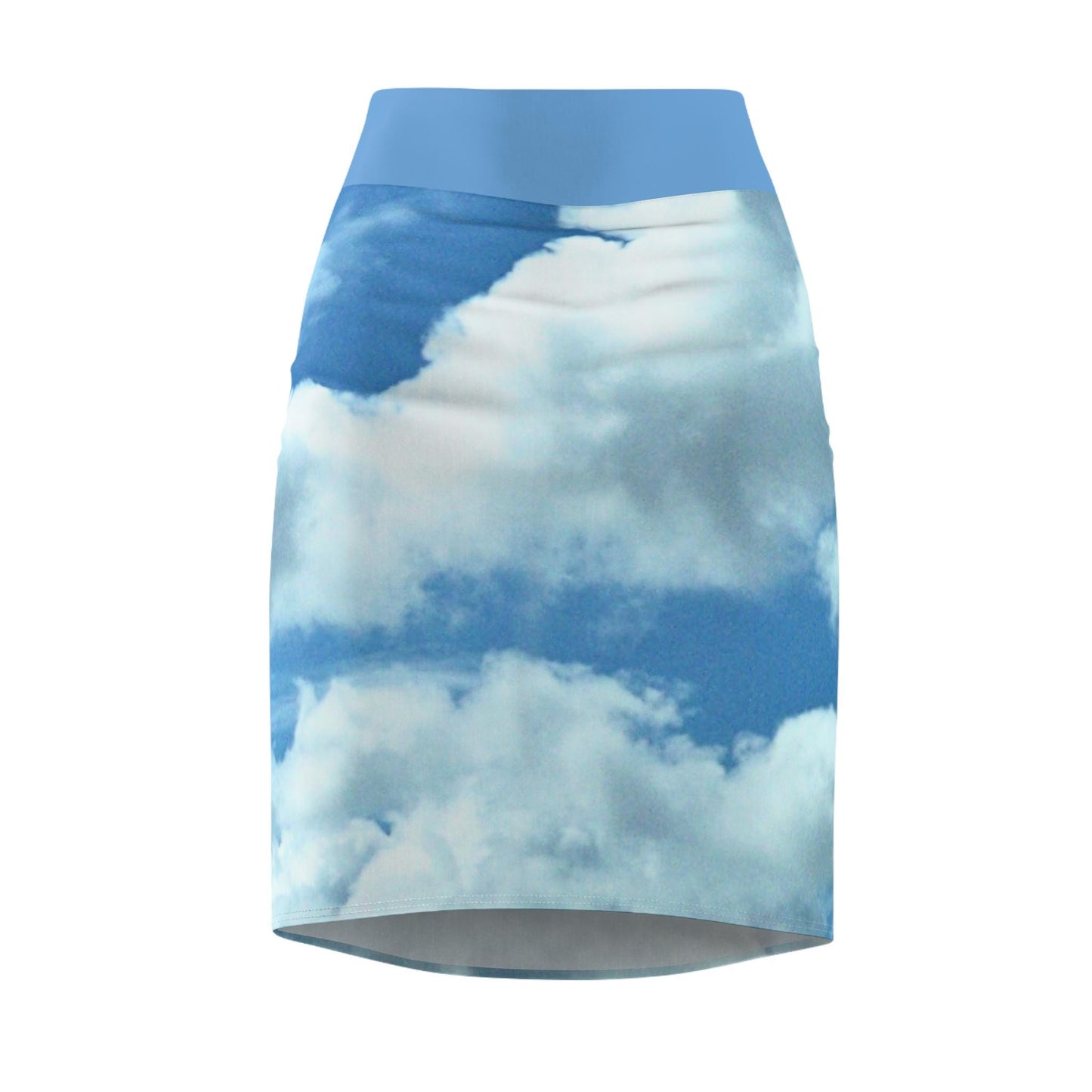 Photograph Women's Skirt, Summer Day Sky, Clouds, Blue White, Pencil Skirt, Fashion Apparel, Nature Print, Gift for Her, Cute Outfit