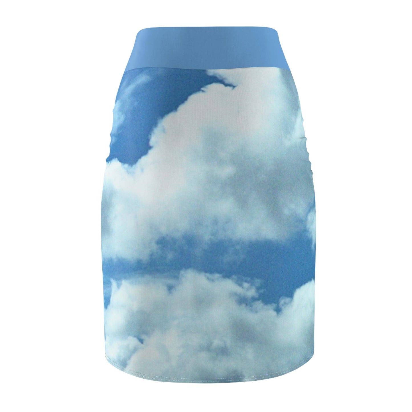 Photograph Women's Skirt, Summer Day Sky, Clouds, Blue White, Pencil Skirt, Fashion Apparel, Nature Print, Gift for Her, Cute Outfit