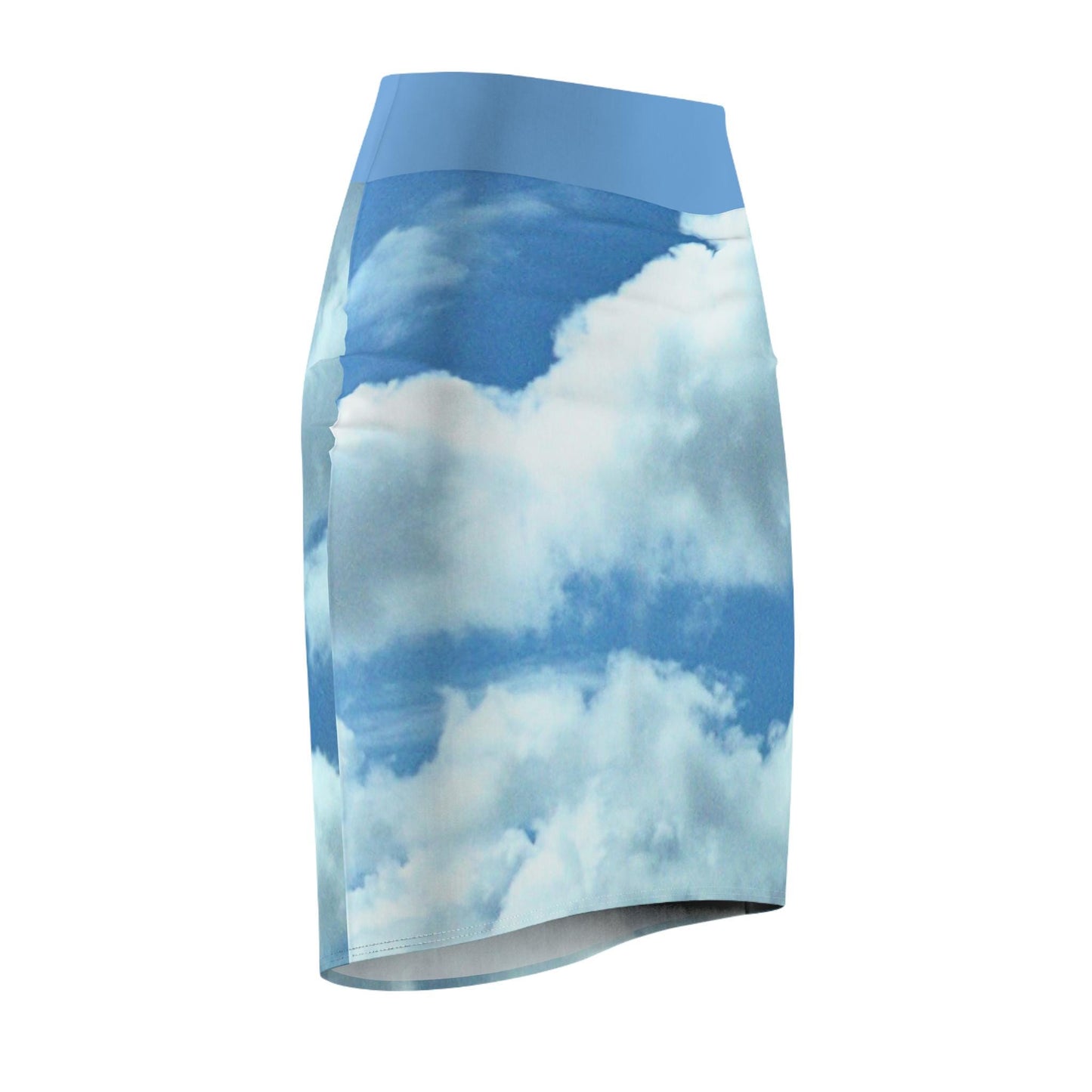 Photograph Women's Skirt, Summer Day Sky, Clouds, Blue White, Pencil Skirt, Fashion Apparel, Nature Print, Gift for Her, Cute Outfit