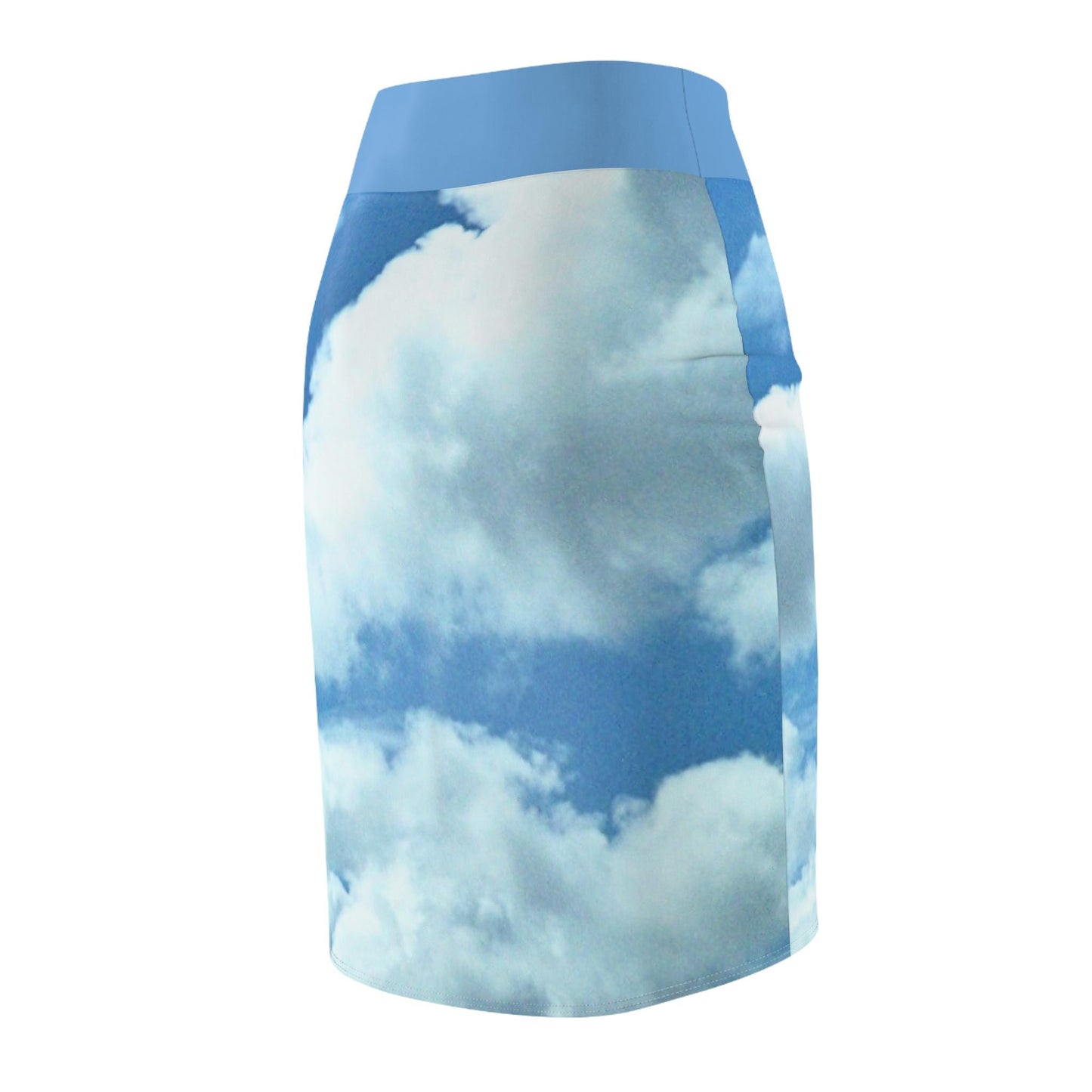 Photograph Women's Skirt, Summer Day Sky, Clouds, Blue White, Pencil Skirt, Fashion Apparel, Nature Print, Gift for Her, Cute Outfit