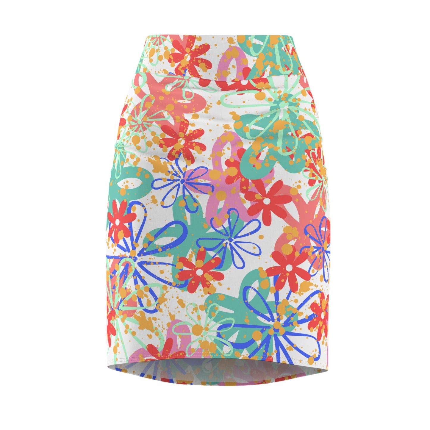 Floral Pencil Skirt, Women's Clothing, Spring/Summer Fashion, Fun Daywear, Multicolor Skirt, Floral Print Skirt