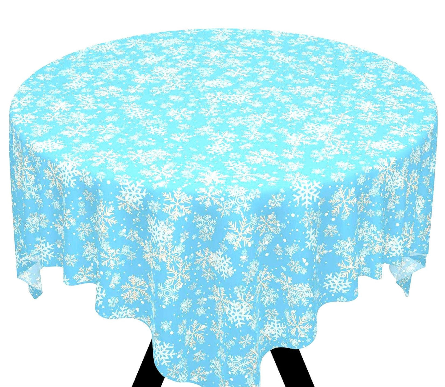 Tablecloth Winter Snowflakes, Blue Background, Cold Weather Party Decor, Holiday Table Covering, Soft Fabric for Festive Gatherings