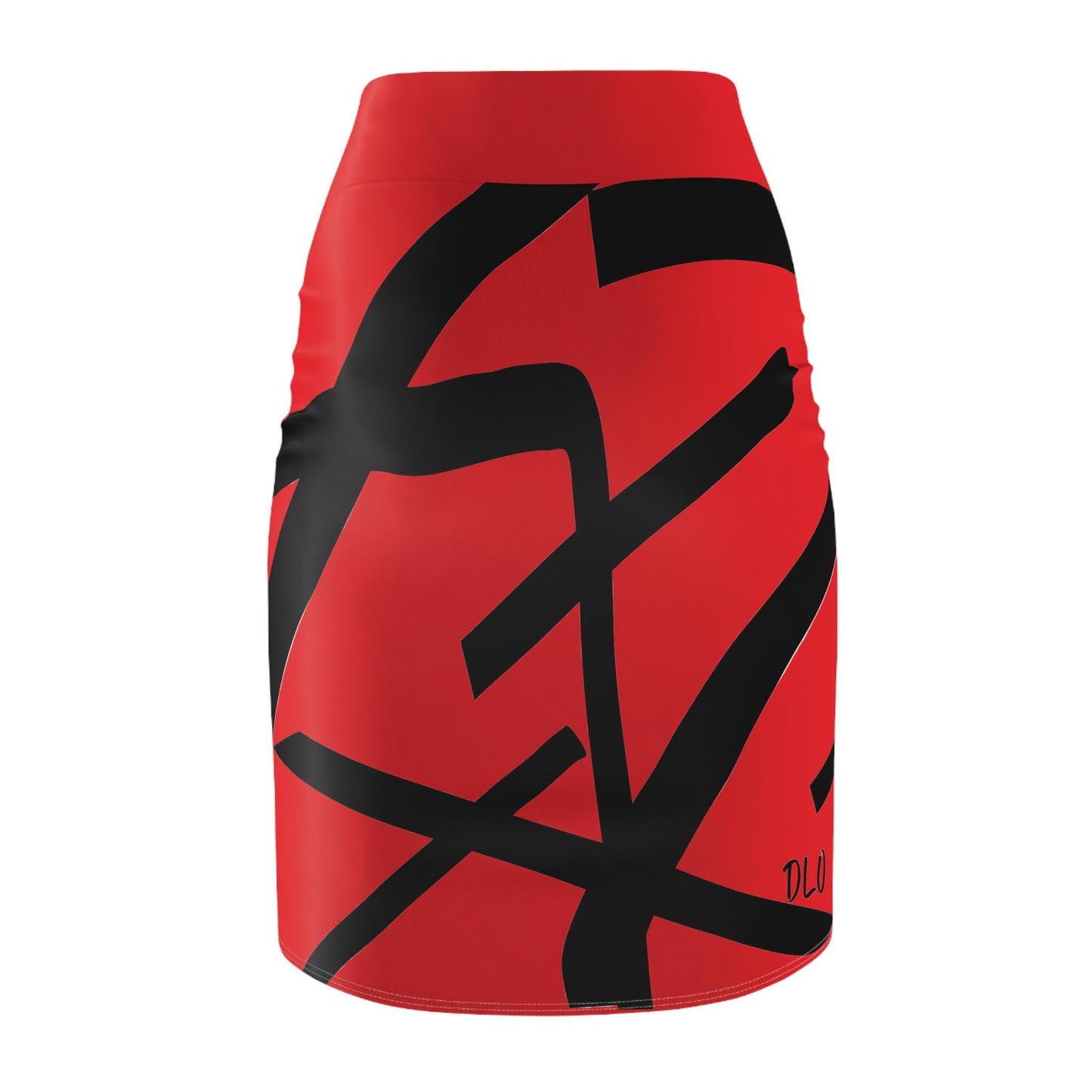 Statement Pencil Skirt, Red with Bold Black Lines, Party Clubwear, Attention-Grabbing, Women's Skirt, Fashion Clothing