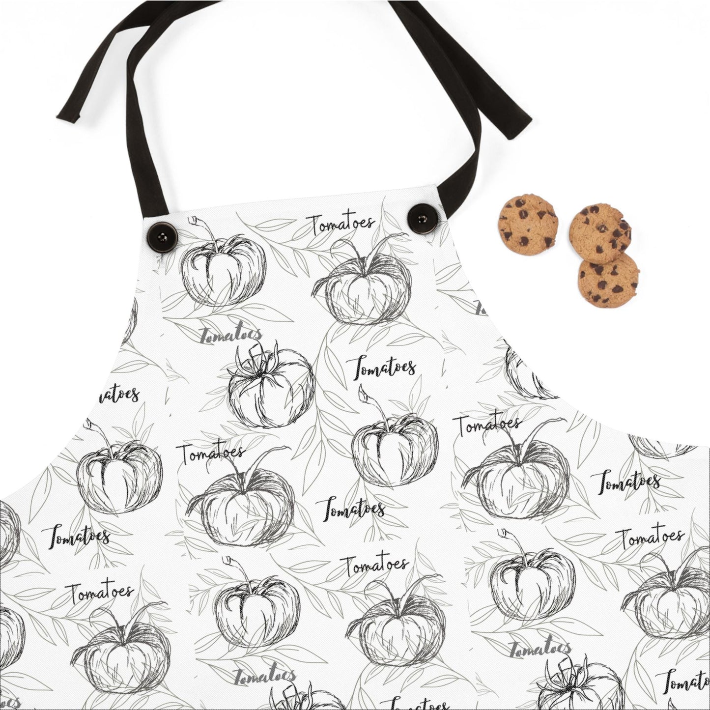 Tomato Apron, Hand Drawn Kitchen Cooking Bib Gift for Chef Gardener, Tomato Lover, Cooking Enthusiast, Foodie, Harvest Celebration,