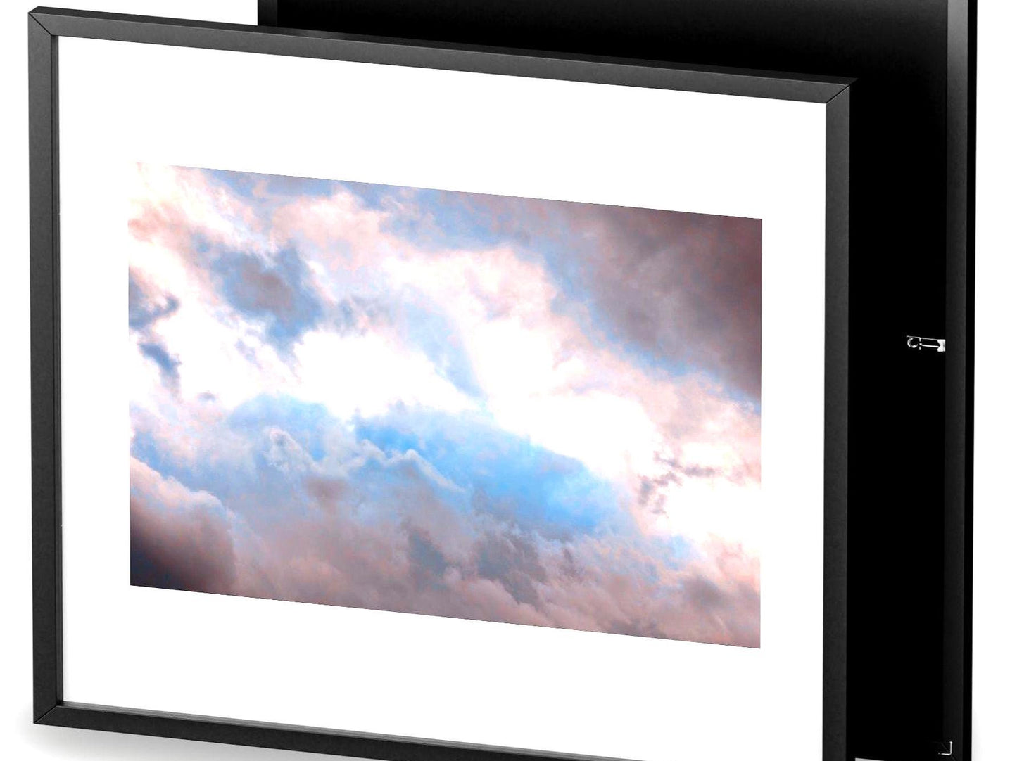 Sky Drama Framed Poster, Matte Print, Moody Artwork for Home Decor, Pink Blue Gray Storm Clouds, Nature Photography, Weather Wall Art, Dark