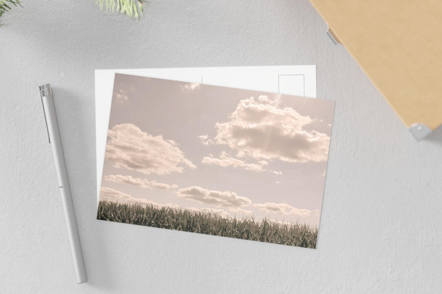 Postcards, Illinois Farmland Sky at End of Harvest, Rural Country Life Nature Photo, Skyscape Clouds, Art Print Stationery Set