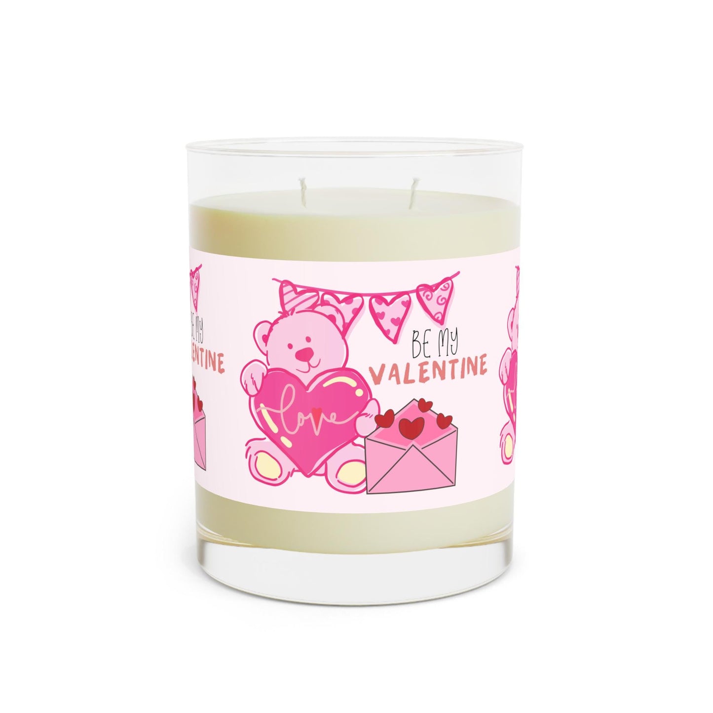 Scented Candle - Valentine's Day Gift, Heart Design, Romantic Pink Glass Jar, Girlfriend Gift, Love Candle, Romance Decor