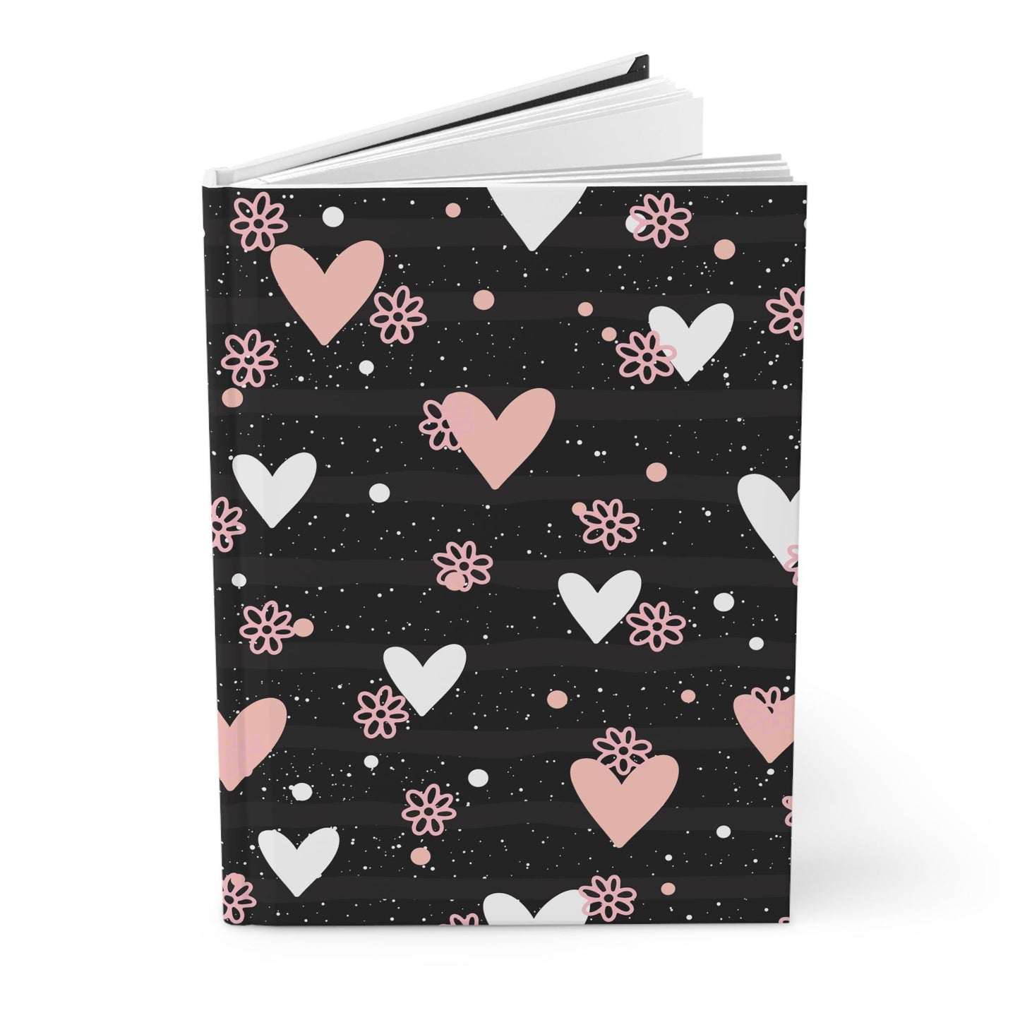 Hardcover Journal Matte, Pretty Hearts, Valentine's Day Gifts, Love Journal, Wedding Journal, Pink Hearts, White Hearts