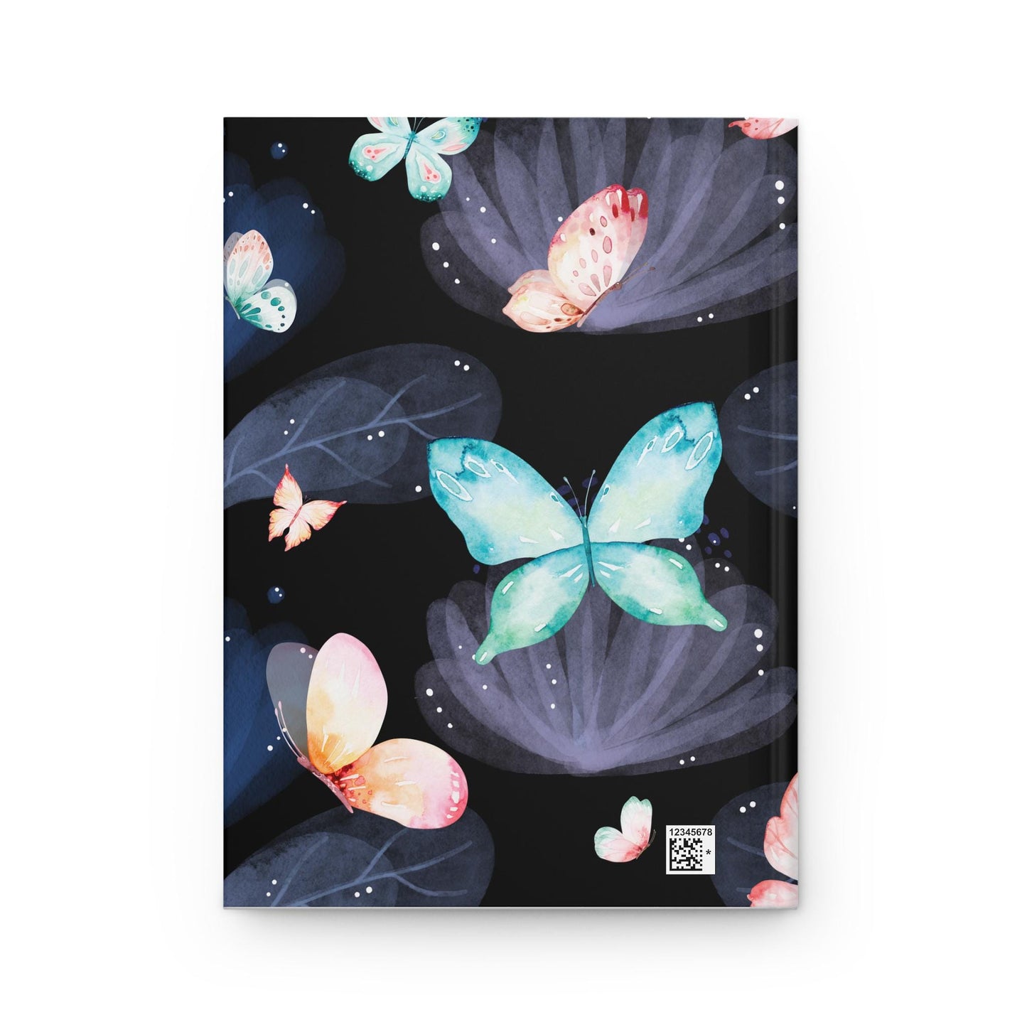 Butterfly Journal, Matte Hardcover Notebook for Writing, Romantic Night Garden Diary, Soft Glowy Accents, Lovely Gift for Writers, Dark