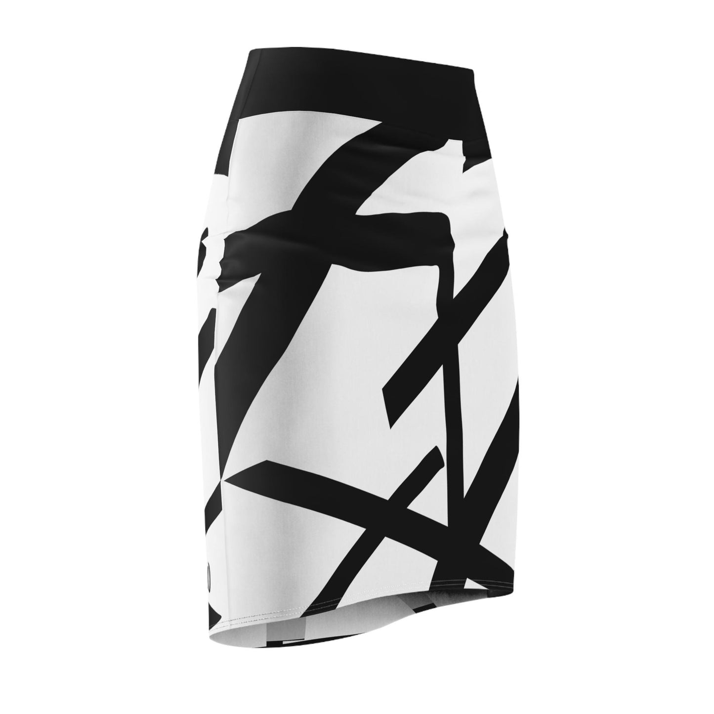 Women's Pencil Skirt, Bold Party, Cocktail Stye, Mod, Abstract, Original Art, Black Over White