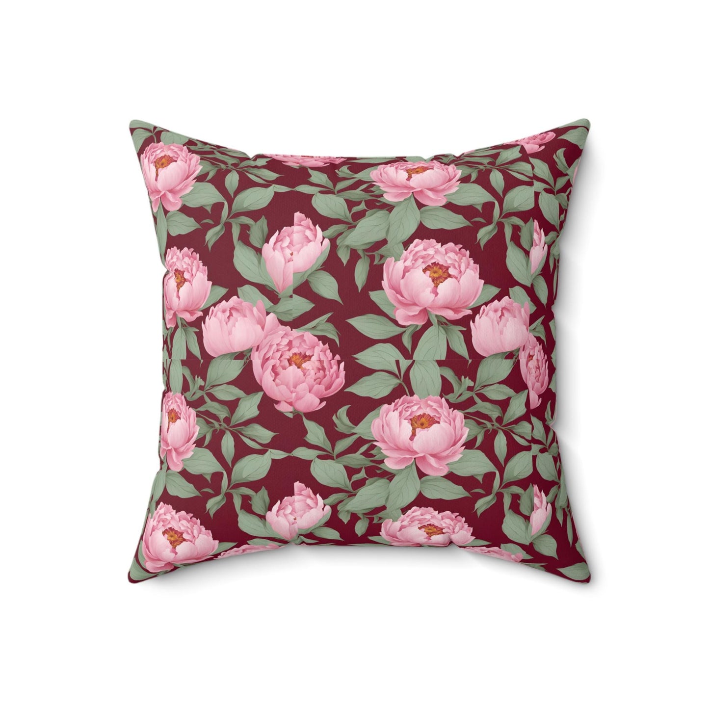 Pillow Cover, Pink Peonies Floral Decor, Feminine Southern Style, Garden Flower Accent, Summer Home Decor, Red Pillowcase