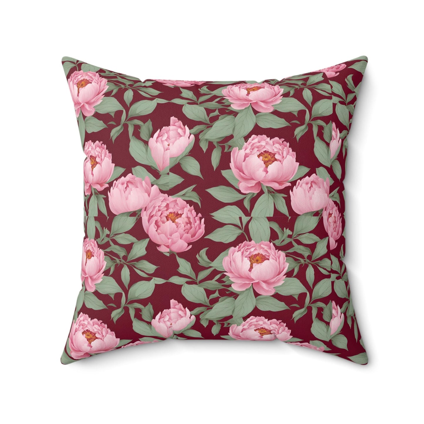 Pillow Cover, Pink Peonies Floral Decor, Feminine Southern Style, Garden Flower Accent, Summer Home Decor, Red Pillowcase