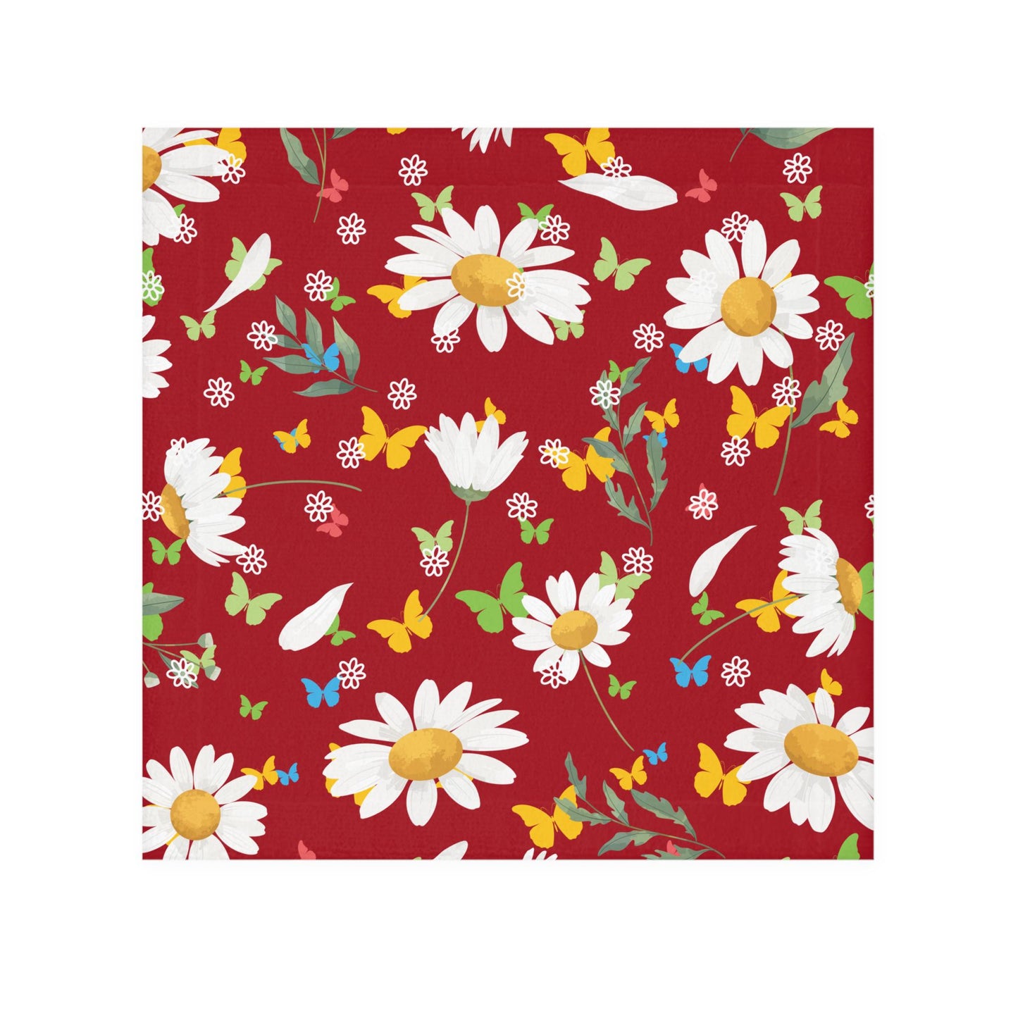 Floral Daisies Face Towel, Summer Garden Bath Decor, Girly Red Towel, Soft Nice Towel, Pretty Daisy Hand Towel