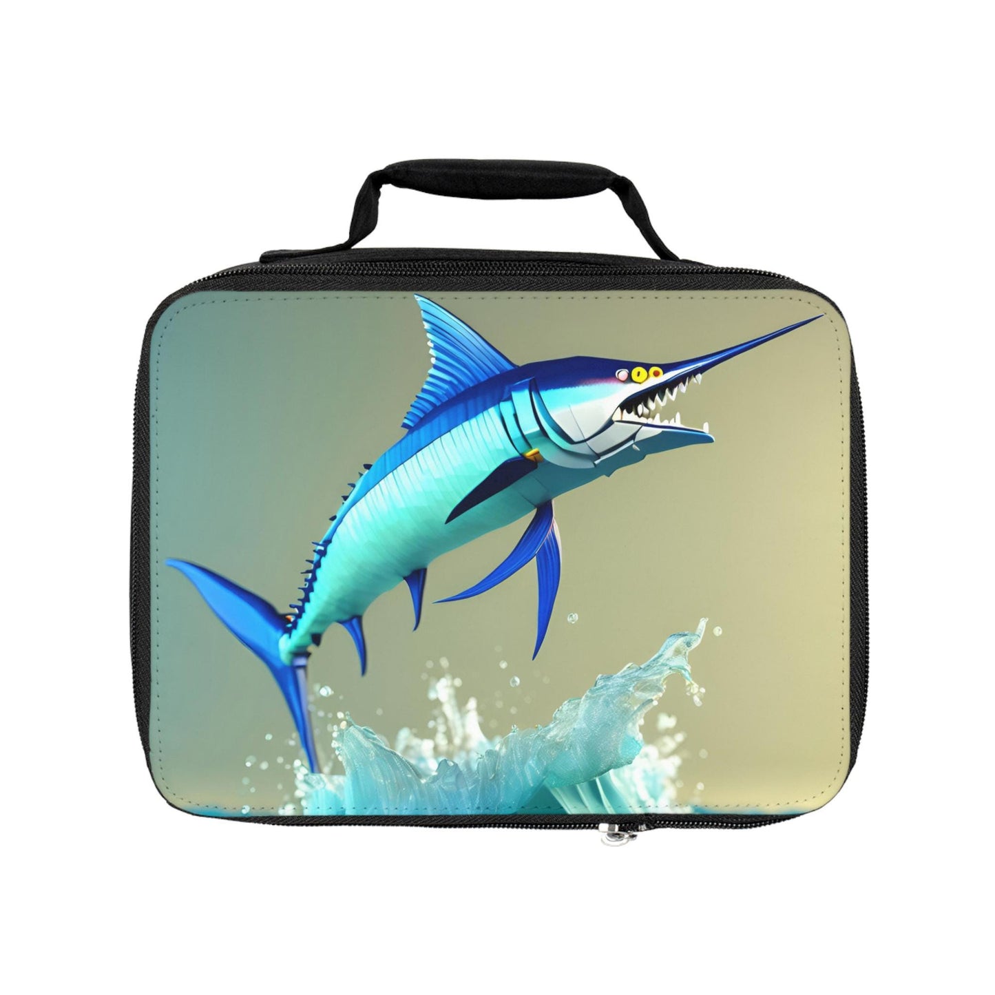 Marlin Lunch Bag, Ocean Fishing Insulated Tote, Vibrant Colors, Sportsman Gift, Boating Cooler, Lake House Lunch Sack, Original Design,