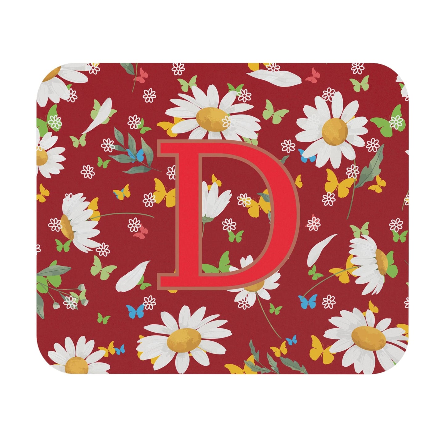 Floral Personalised Mouse Pad, Cute Desk Accessory, Office Gift, Computer Pad, Butterflies and Daisies Decor