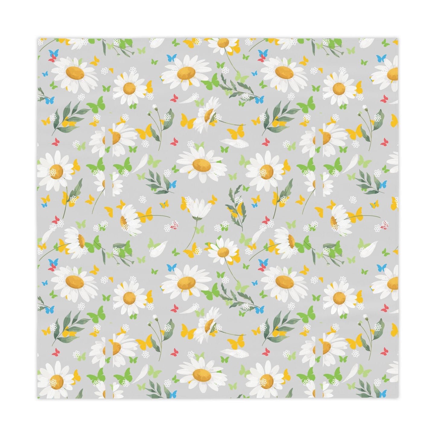 Tablecloth, Pretty White Daisies Floral Garden Theme Spring Summer Decor for Casual Dining, Tea, Lunch, Afternoon Meal. Alternative: Floral