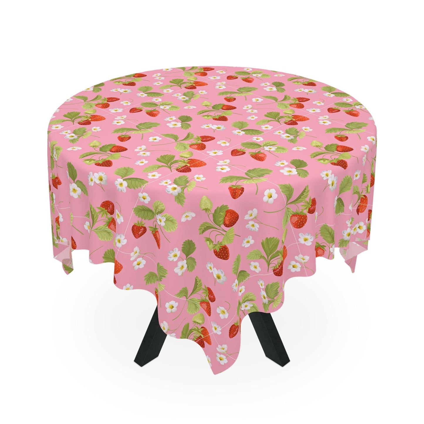 Tablecloth, Summer Garden Fresh Strawberries, Pretty Feminine Dining Decor, Casual Afternoon Table Cover, Spring Floral Table Linens