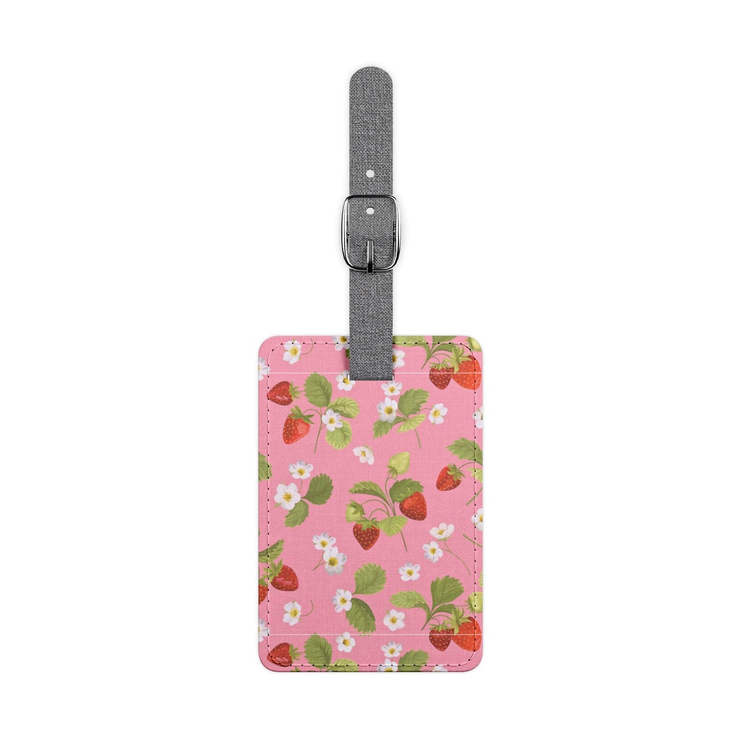 Luggage Tag, Fun Strawberry Design, Garden Fresh Strawberries on Pink, Pretty, Girly, Cute, Spring, Summer, Travel, Rectangle Shape