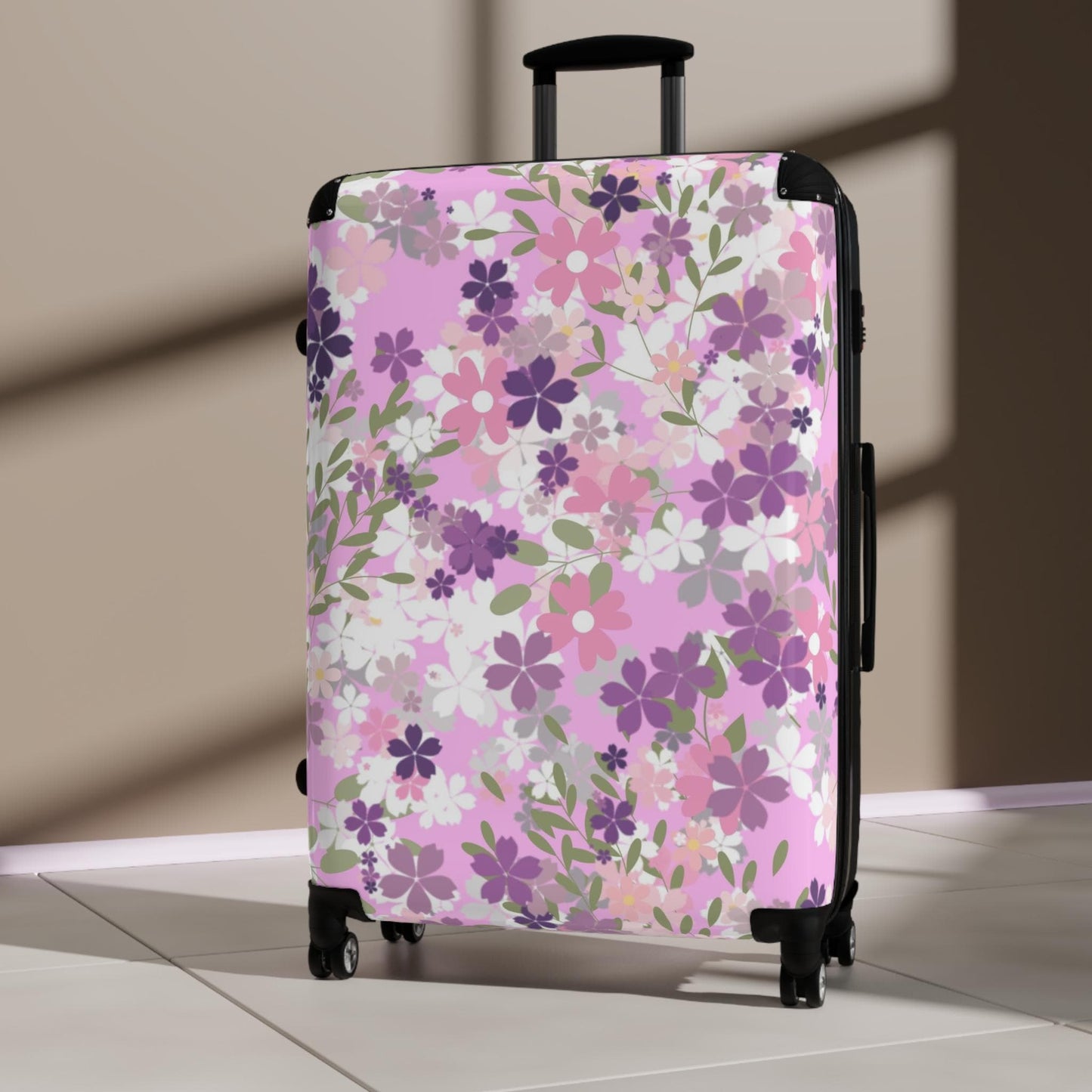 Suitcase, Lavender Violets Pretty Girly Travel Bag, Overnight Luggage, Weekend Getaway Duffle, Floral Suitcase, Women's Travel Accessories,