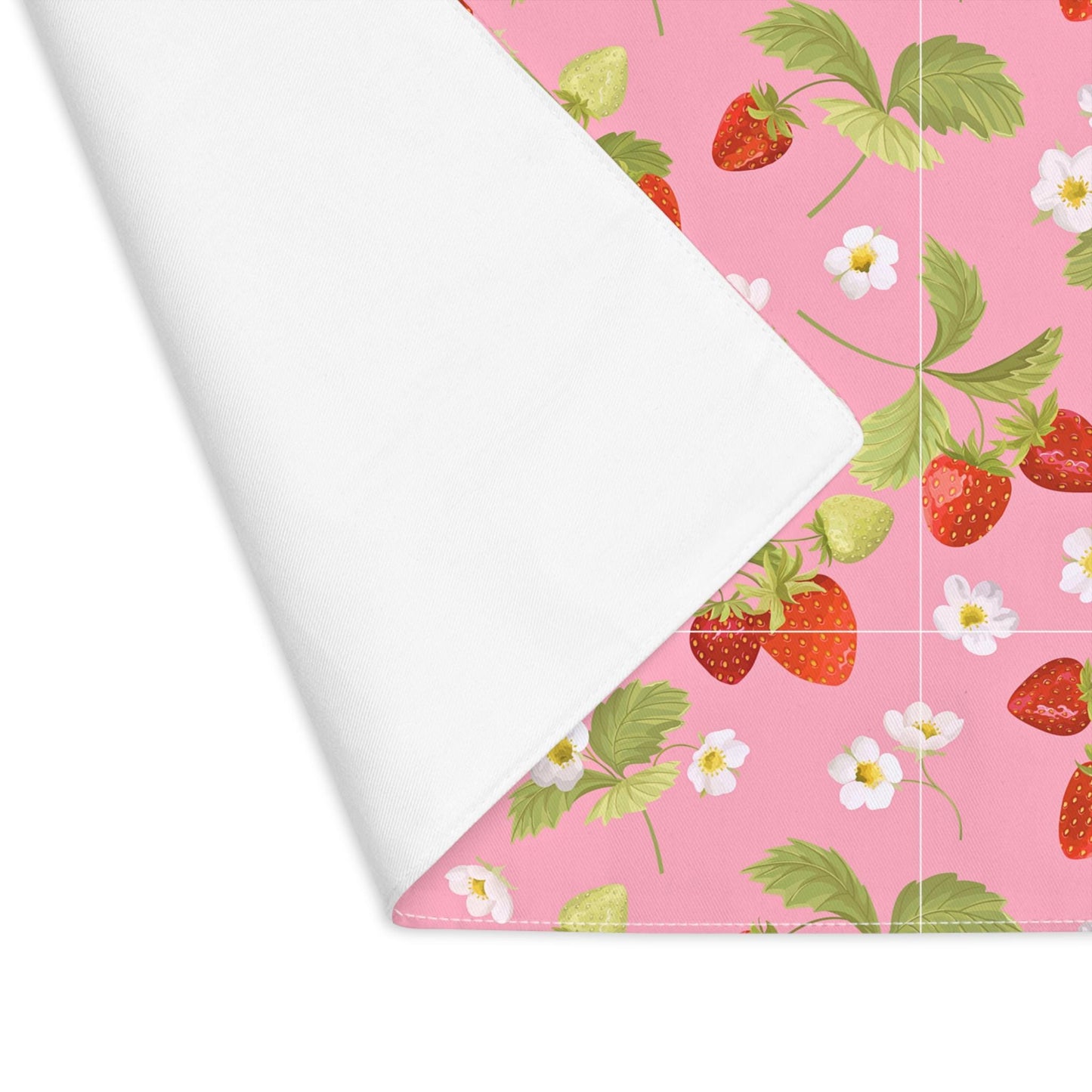 Placemat, 1pc - Pretty Pink Summer Strawberries, Girly Lunch Dining, Lovely Spring Table Decor, Casual Dining Mat