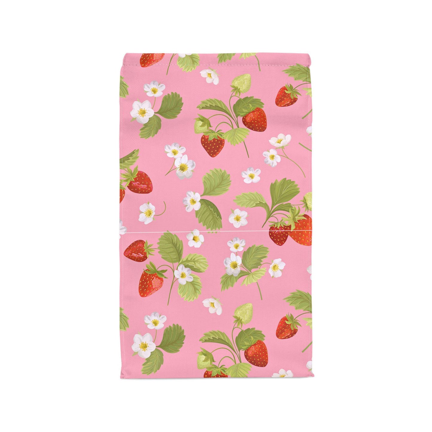 Polyester Lunch Bag, Fresh Pretty Summer Strawberries on Pink, Girly Girl, Garden Day Trip, Pretty, Coquette Aesthetic, Insulated Lunch