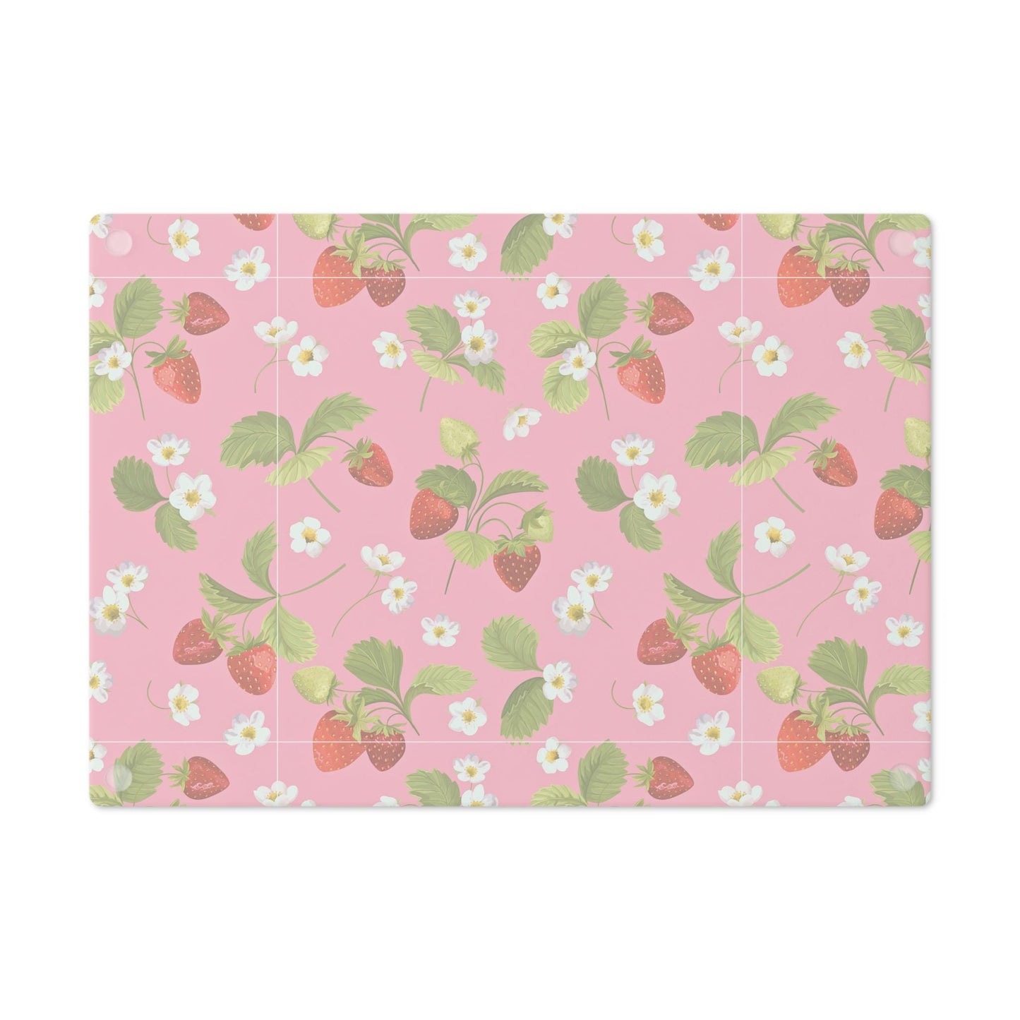 Cutting Board - Fresh Summer Strawberries, Pretty Pink Kitchen Decor, Cook Gift, Garden Spring, Strawberry Season, Girly Cooking Accessories