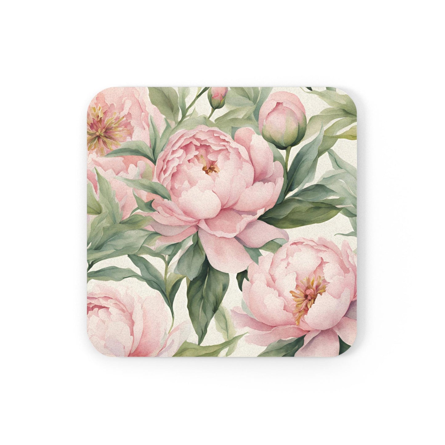 Floral Cork Back Coaster, Pink Peony, Elegant Drink Coaster, Home Decor Accents, Gift for Tea Lovers, Spring Housewarming Gift