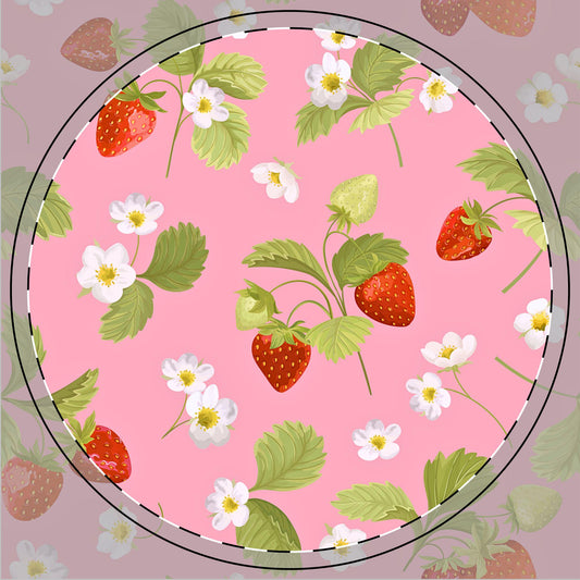 Ceramic Coaster Set - Pretty Cute Summer Fresh Strawberries, Pink Feminine Design for Patio Parties, Outdoor Celebrations, Spring Decor