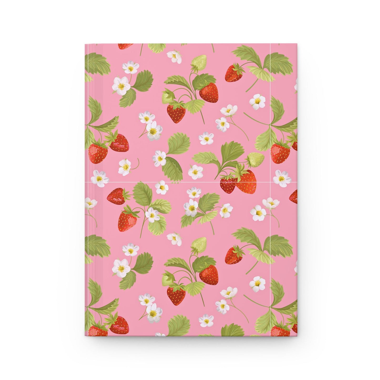 Hardcover Journal Matte - Fresh Summer Garden Strawberries Pink Feminine Coquette Summer Spring Pretty, Diary Notebook Pink Strawberry Cute