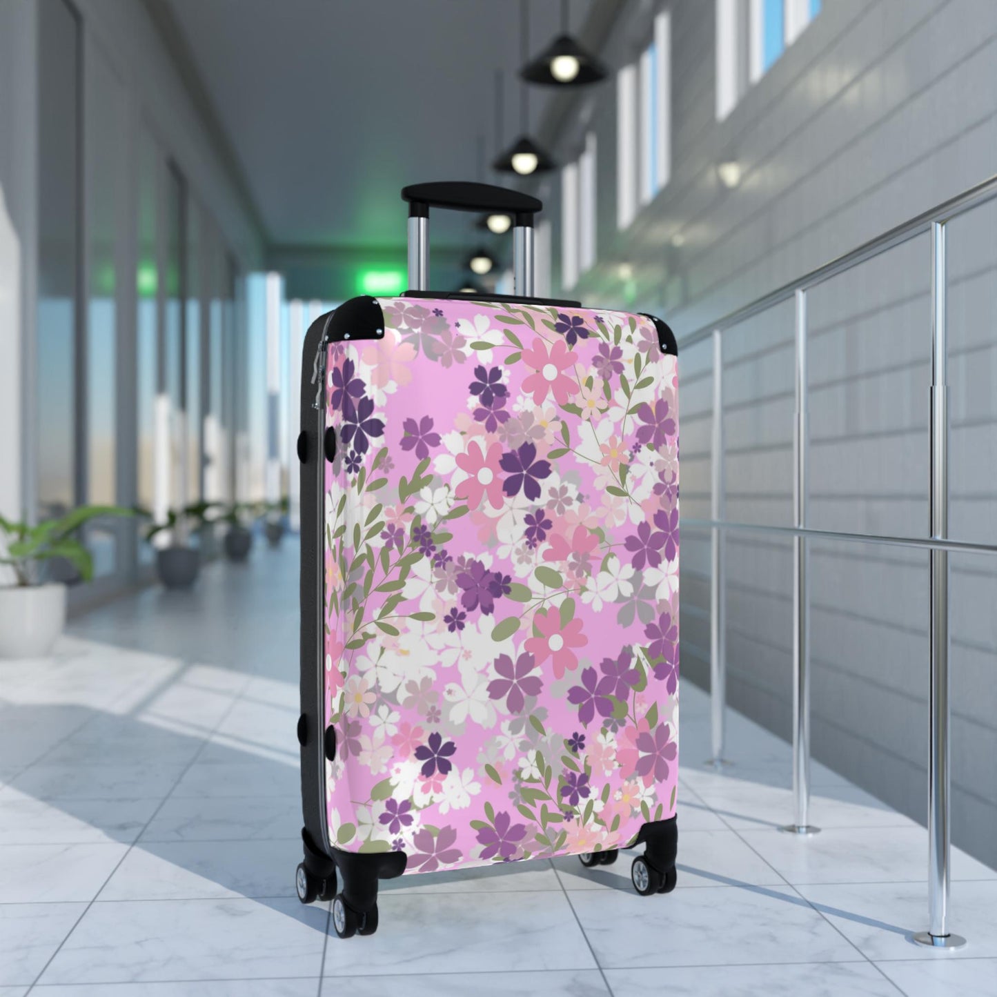 Suitcase, Lavender Violets Pretty Girly Travel Bag, Overnight Luggage, Weekend Getaway Duffle, Floral Suitcase, Women's Travel Accessories,