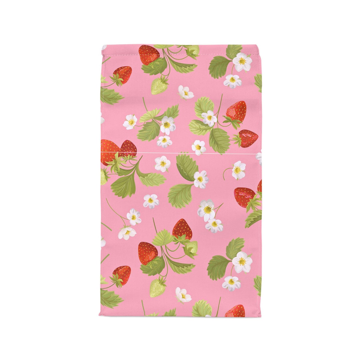 Polyester Lunch Bag, Fresh Pretty Summer Strawberries on Pink, Girly Girl, Garden Day Trip, Pretty, Coquette Aesthetic, Insulated Lunch