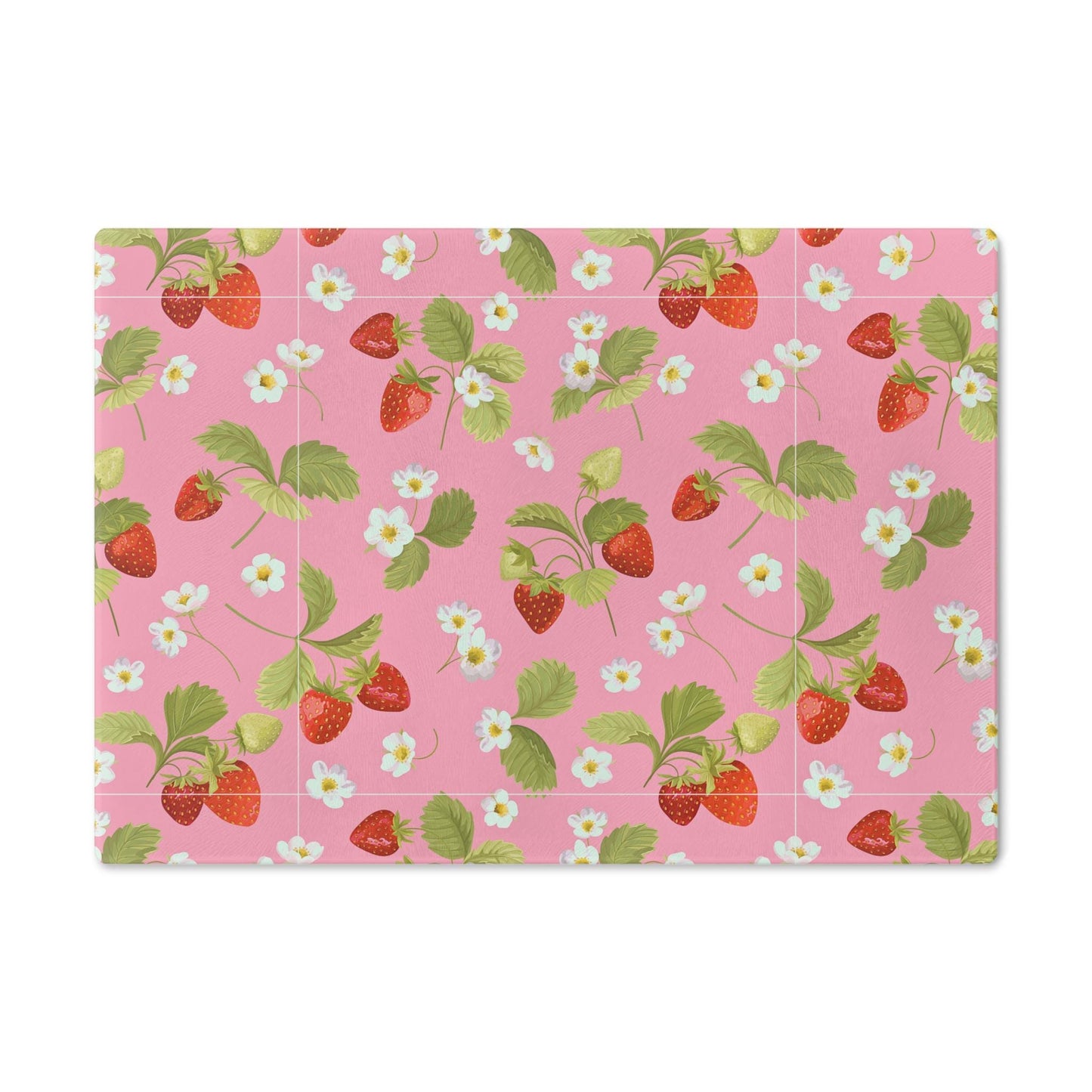 Cutting Board - Fresh Summer Strawberries, Pretty Pink Kitchen Decor, Cook Gift, Garden Spring, Strawberry Season, Girly Cooking Accessories